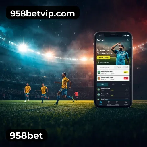 App 958bet para iOS e Android — interface mobile, login biométrico e PIX integrado